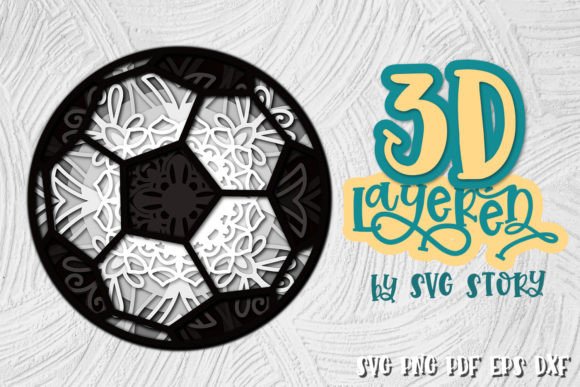 3D Football Ball SVG for Laser-Cut Ornaments & Marketing Visuals