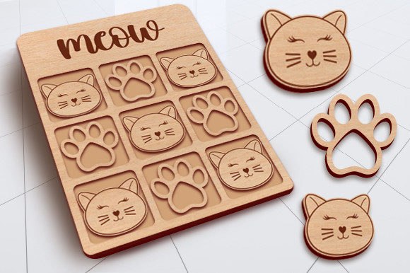 Cat Tic Tac Toe Game Laser Cut File for Creative Branding