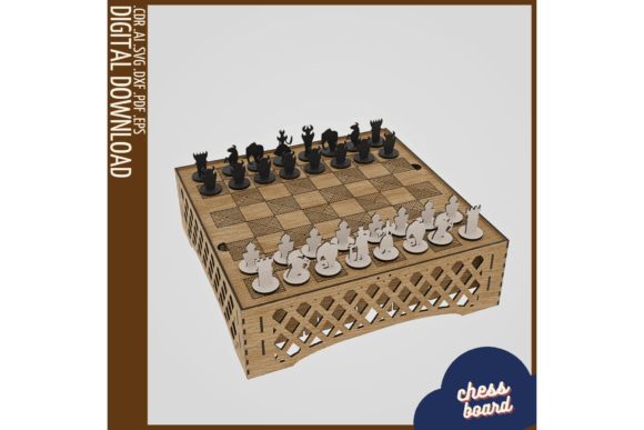 Chessboard with Hidden Compartment SVG for Laser-Cut Board Game Designs