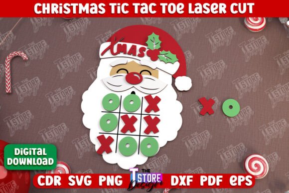 Christmas Tic Tac Toe Board Game CNC: Festive Laser Cutting for Winter Amp Branding