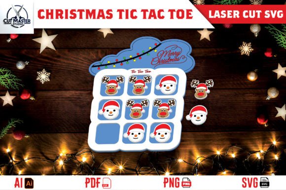 Christmas Tic Tac Toe SVG: Laser Cutting Design for Winter Amp Campaigns