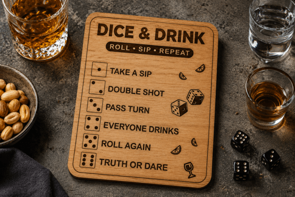 Dice Drink Laser Cut SVG for Board Game Branding