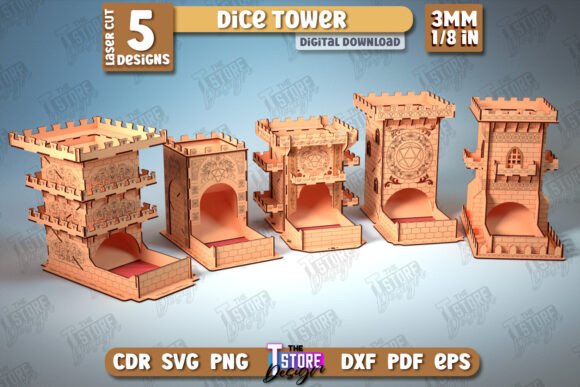 Dice Tower Bundle Board Game CNC: Laser-Cutting Design for Other Home Decor Projects