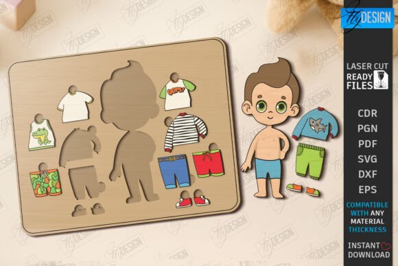 Dress Up Doll Puzzle: Laser Cut Design for Creative Puzzles & Kids’ Crafts