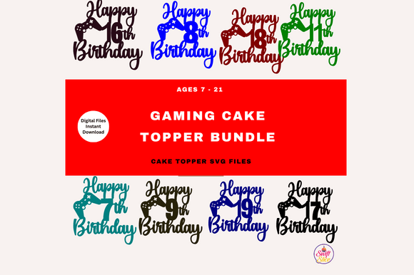 Happy Birthday Game Controller Bundle for Laser Cutting & Cake Toppers