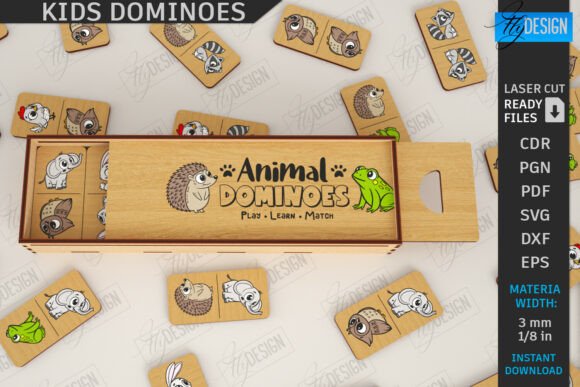 Kids Dominoes Laser Cut Design for Board Games & Web Visuals