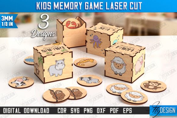 Kids Memory Game Laser Cut Bundle for Laser Cutting & Toy Design Projects