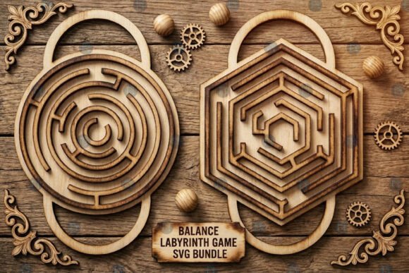 Laser Cut Balance Labyrinth Game SVG for Local Branding & Toy Packaging