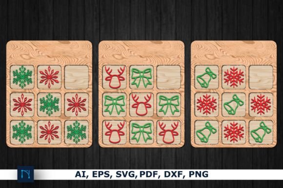 Laser Cut Christmas Tic Tac Toe for Winter Amp Projects