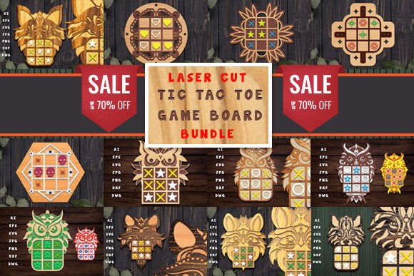 Laser Cut Tic Tac Toe Game Board for Wall Decor & Web Design