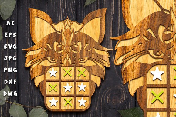 Laser Cut Wolf Tic Tac Toe for Crafting & Toy Design