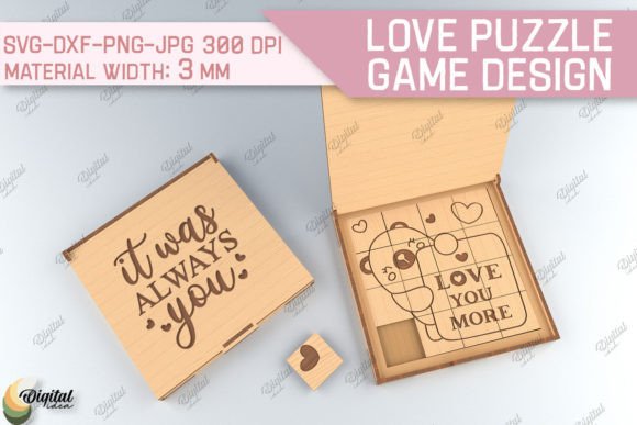 Love Puzzle Game SVG. Bear Puzzle SVG for Laser Cutting Crafts & Valentine’s Day Projects