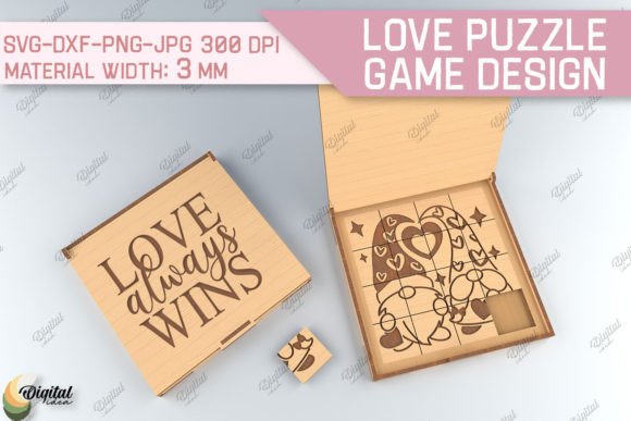 Love Puzzle Game SVG. Gnome SVG – A Playful Valentine’s Day Laser Cutting Design for Creative Projects