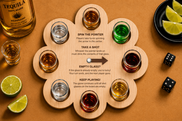 Lucky Spin Drinking Laser Cut SVG for Board Games & Laser Cutting Fun