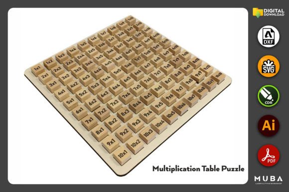 Multiplication Board Educational Game: Laser-Cut Charm for Home Decor Crafters