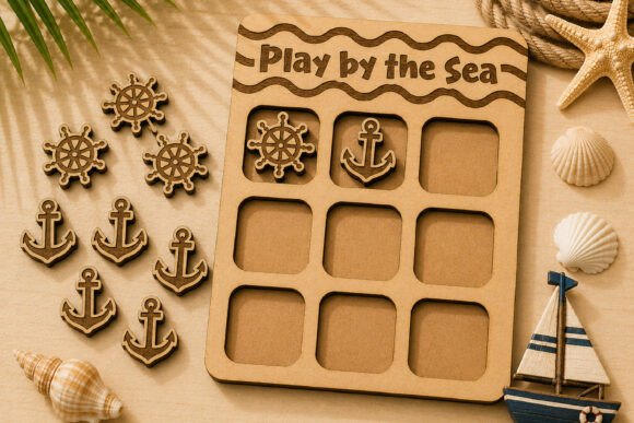 Nautical Tic Tac Toe Laser Cut SVG for Board Games & Laser Cutting Projects