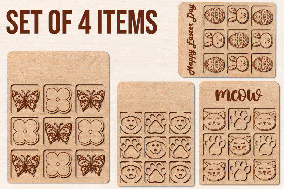Tic Tac Toe Game Laser Cut File Bundle for Creative Crafting & Toy Design