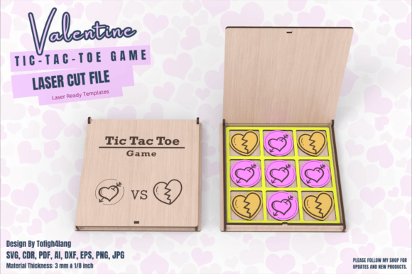 Valentine Tic Tac Toe Game for Laser Cutting Projects