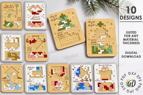 Wooden Puzzle Game Bundle Lasercut: A Fresh Design Asset for Visual Content Publishers